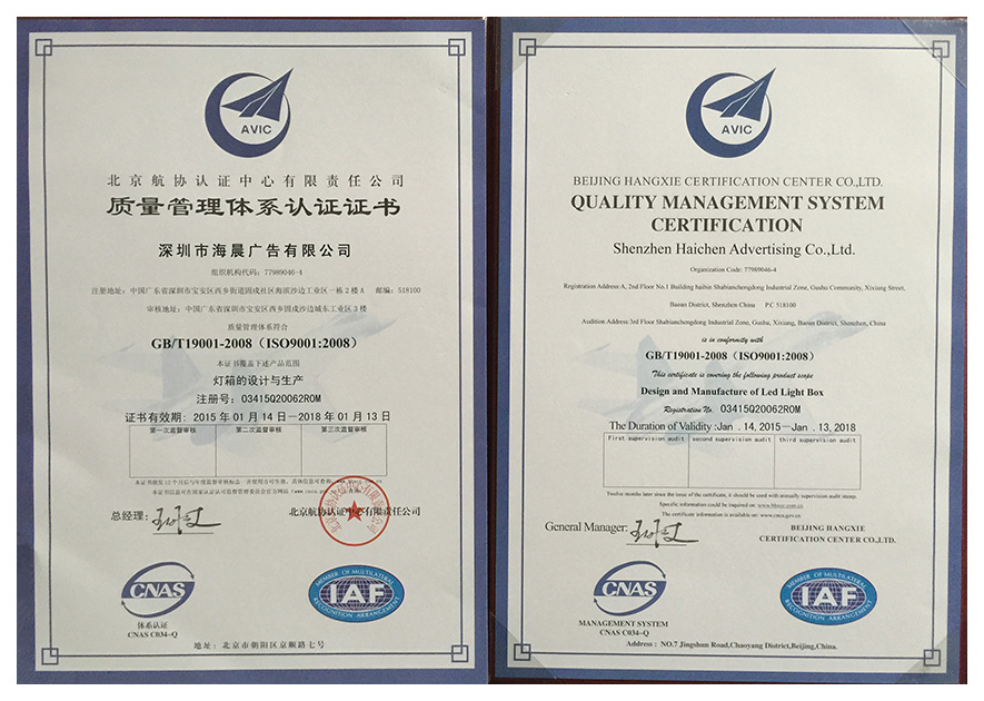 Iso9001:2008 enterprise certification