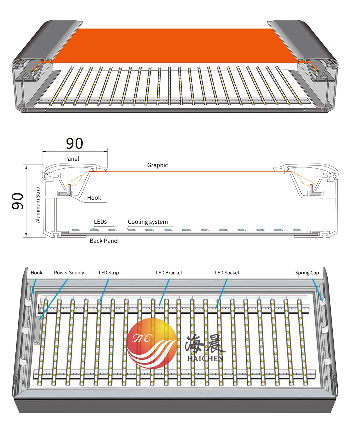 Structure-LED Snap-on Fabric Light Box-9090