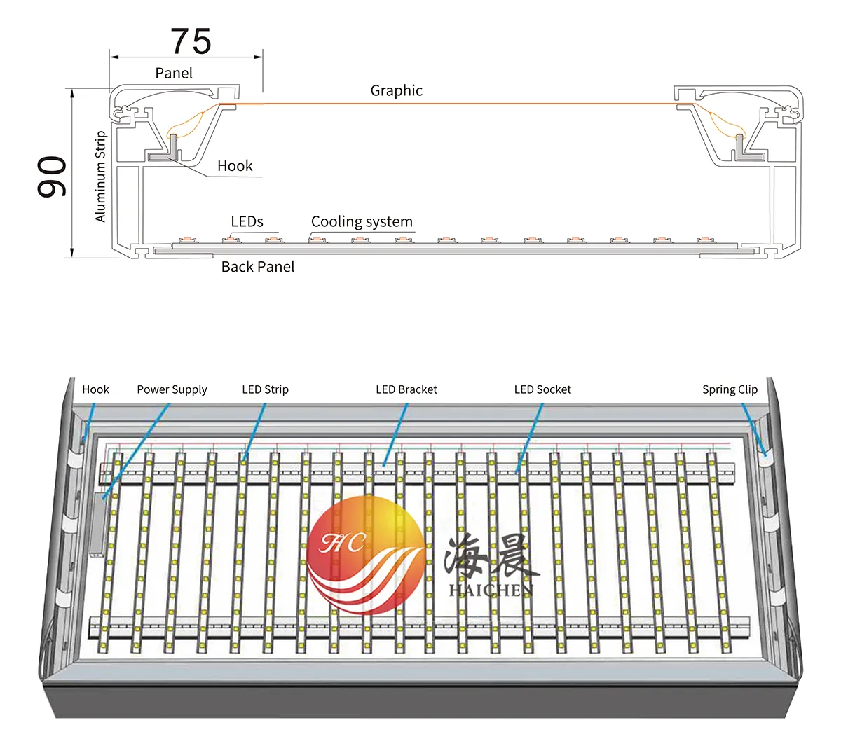 Structure-LED Snap-on Fabric Light Box for Airport-9075